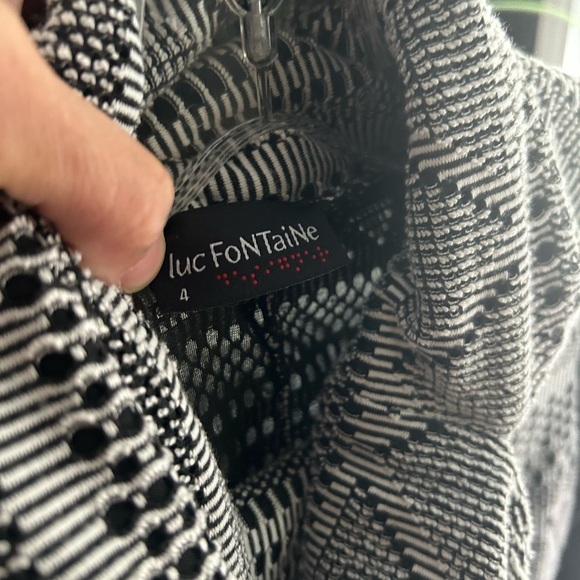 Luc Fontaine Geometric Black and White Long Sleeve Mini Dress Size 04 - Picture 8 of 16